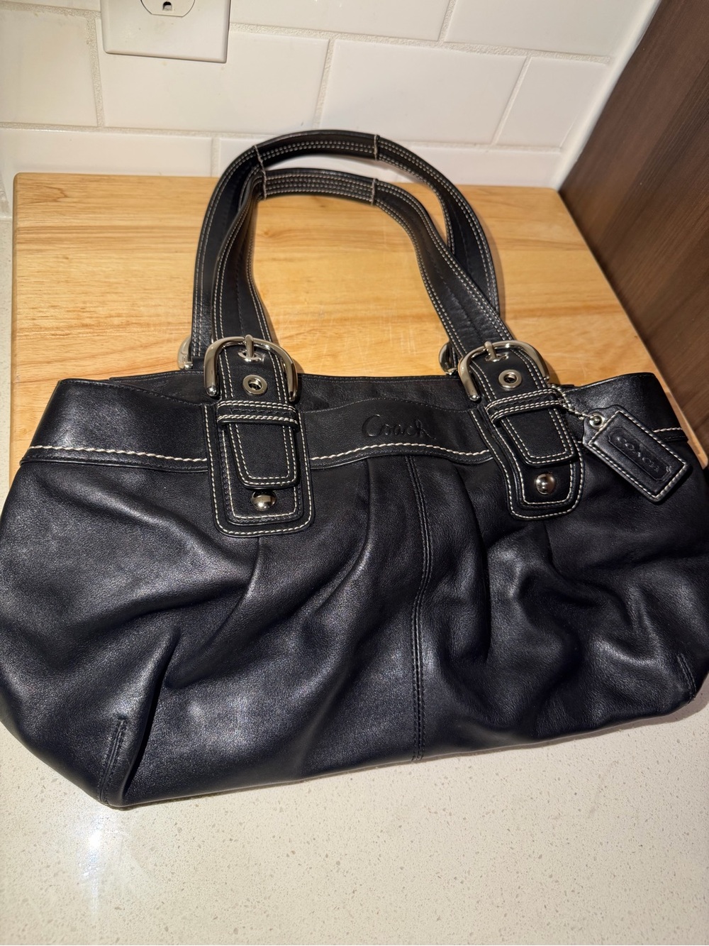 Vintage Y2K Coach Soho Pleated Leather Shoulder Bag K0951-F13732